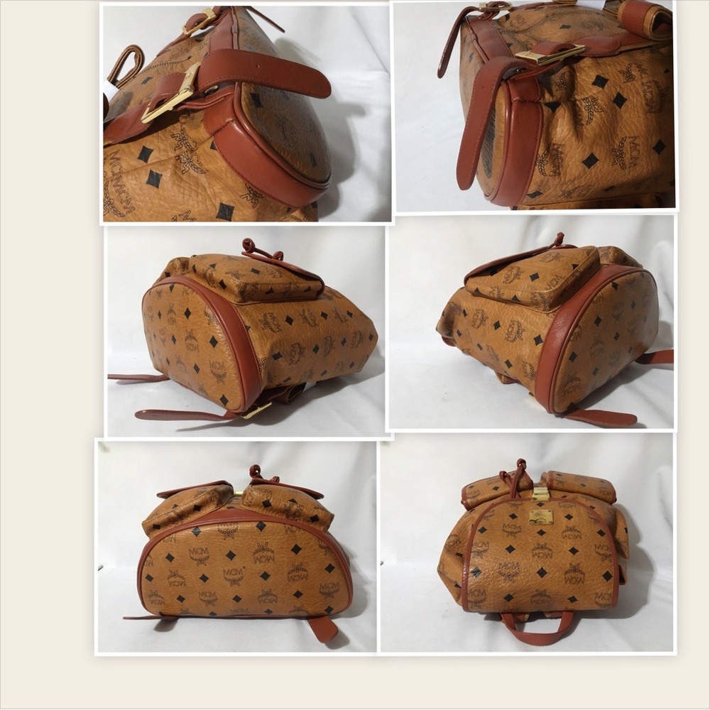 Authentic Mcm Cognac Backpack Drawstring With Log… - image 7